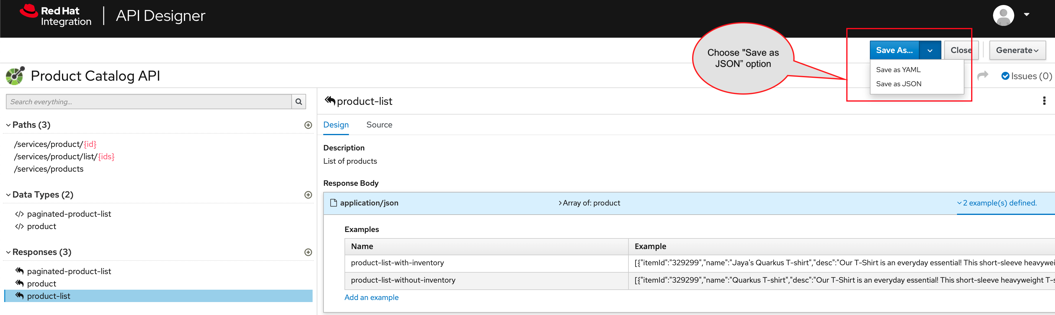 api download as json